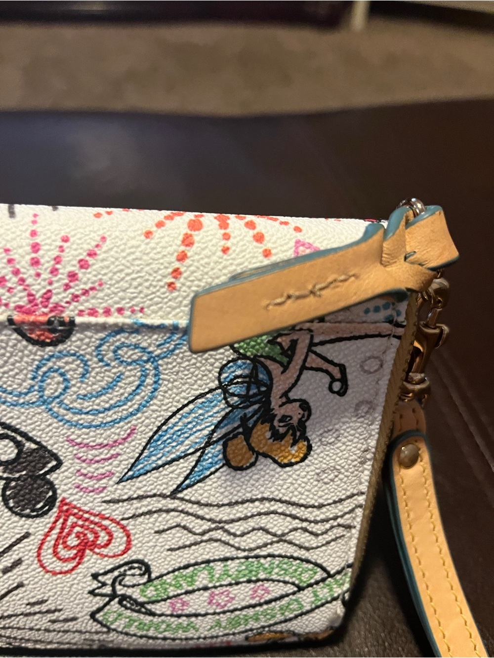 Dooney & Bourke White Disney Sketch Zip Wristlet with Multicolor Characters - Picture 11 of 15